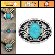 Vintage Western Cowboy Turquoise Stone Belt Buckle for Men - Retro Style Accesso picture