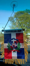 Dominican Republic W Shield 4 X 6” MINI BANNER FLAG CAR WINDOW MIRROR HANGING DR picture