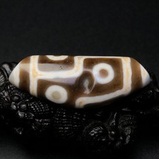 Vintage Tibetan Old Agate Dzi Beads 6-Eyes Amulet Pendant Protection 43×16×11mm picture