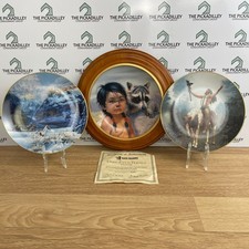 3pc Native American Collector Plates Perillo Cole Ren Framed Vague Shadows Set picture