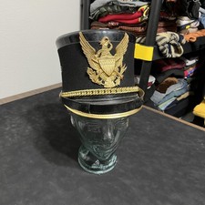 Vintage Shako Hat Great Seal Eagle US Army Starburst Infantry Dress Black Gold picture