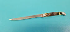 Vintage Queen Cutlery Fillet Knife Winterbottom Jigged Bone Handle Filet TR1911 picture