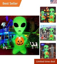 Enchanting 4FT Inflatable Alien with Pumpkins - Brighten Your Halloween Yard picture