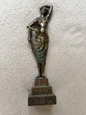 Vantine’s Spelter Metal 1920’s Art Deco Dancer Incense Burner Statue Vintage picture