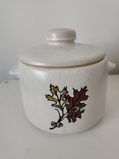 VINTAGE West Bend Pottery Stoneware Bean Pot Crock 2 Qt. Fall Pattern picture