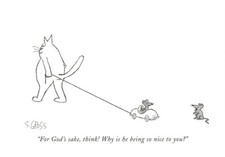 Funny Clever Cat Nice To Mouse Mice The New Yorker Cats Sam Gross Postcard picture