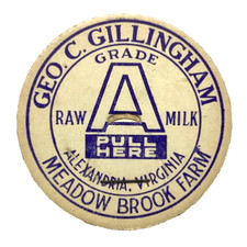 MEADOW BROOK FARM MILK ALEXANDRIA VIRGINIA VA MILK BOTTLE CAPS picture