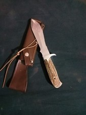 Handmade Antique Antler  Handle ,fixed blade , Hunting,Camping knife. picture