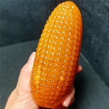 TOP 529g Natural Colorful Agate Hand Carved Corn Decoration Gift WD2072 picture