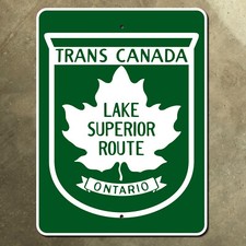 Ontario Trans-Canada highway Lake Superior Route marker road sign 1966 18x24 picture