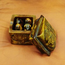 Antique Collection Set of 4 Canopic Jars Statues Egyptian Organs Funerary in BOX picture
