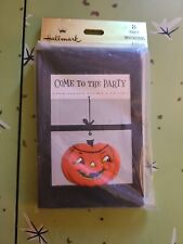 NOS Vint HALLMARK Halloween Set/8 Paper Party Invitations Embossed JOL Pumpkin picture