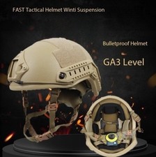 US Stock FAST NIJ IIIA Ballistic Helmet UHMW-PE Bulletproof Khaki Military L picture