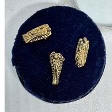 Trinity of Angels Worry Dolls Miniature Gold Tone Metal Figurines Set of 3 picture