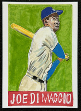 ACEO Sketch Trading Card 1/1 * 1948 Leaf Joe Di Maggio NY Yankees Hand-Drawn ART picture