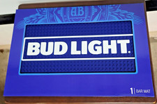 NEW BUD LIGHT LARGE RUBBER BAR MAT COASTER BEER 12 X 18 BUDWEISER BARWARE picture