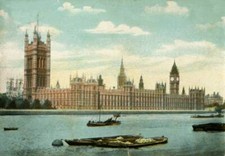 The Houses of Parliament, London, 1906. View across the River Thames - Old Photo picture