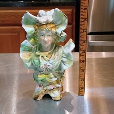 Vintage Bisque porcelain figurine bust depicting a woman Victorian dress #8090 picture