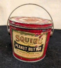 Vintage Squire Brand Peanut Butter Tin with Lid and Handle Squire Dingee Company picture