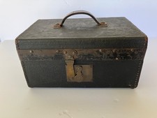 ANTIQUE MINIATURE DOCUMENT BOX SALESMAN SAMPLE TRUNK VICTORIAN ERA CASE WOOD picture