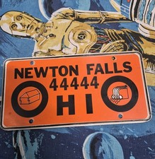 Vintage 1960s Newton Falls Ohio 44444 License Plate Tag Metal Booster HI License picture