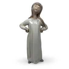 Vintage Lladro Girl Stretching In Nightgown Figurine 8