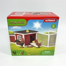 Schleich Farm World Chicken Coop 17 Piece Playset 42421 Rooster Chick New Sealed picture