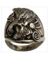 Important Deceased Leo Harvey  1935-2010 Navajo STERLING Silver EagleRINGSz13.5 picture