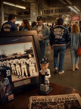 1984 Detroit Tigers Framed Opening Day Photo/Sparky bobblehead picture