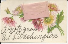 OLD P/C NOTE FROM U.S.S. WASHINGTON USS ARMORED CRUISER SHIP OPERATED IN PACIFIC picture
