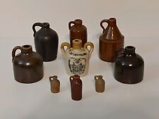 Lot of Nine (9) Antique Small Stoneware Whiskey Rum Moonshine Jugs GREYBEARD picture