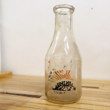 Vintage Sunshine Farms Elyria Ohio Quart Milk Glass Bottle 9.5 in picture
