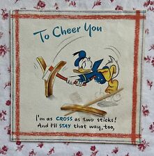 Vintage 1946 Get Well Donald Duck Walt Disney Productions Hallmark Greeting Card picture