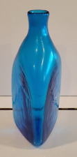 TRIANGLE CELESTE BLUE BOTTLE DECANTER VASE 10.25 INCHES HOLDS 34 OZS picture