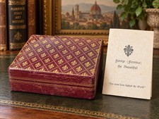 Vintage 1950s Florentine Leather Cigarette Box 24K Gold Leaf Italy w/Insert picture