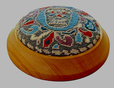 PIN Cushion Native American design pincushion wood base handy beautiful picture