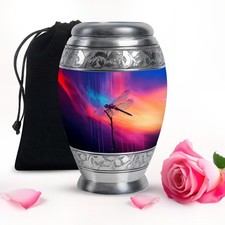 Dragonfly Purple Unique Large Urn For Ashes For Female Adult (10 Inch) picture