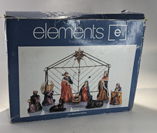 Vtg 9-Piece Resin Nativity Scene Set with Stable Christmas Decor COMPLETE SET picture
