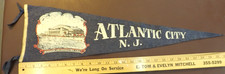 VINTAGE 1940s ATLANTIC CITY NEW JERSEY PENNANT banner Convention Hall Auditorium picture
