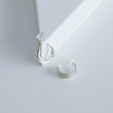 KAORU Helix Silver Earrings S Size 18 Bars Kyoto Brand Guarantee picture