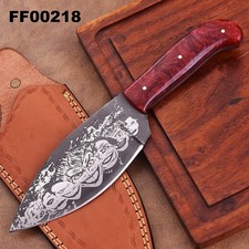 SHARD™  1095 Carbon Steel Clown Face Cleaver Skinner Kitchen Knife W/Sheath picture