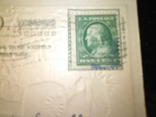 original 1910-1915 rare post card with collectible bejamin franklin 1 cent stamp picture