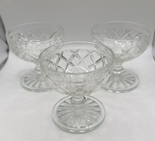Anchor Hocking Waterford Glass Sherbet Bowls 3.5'' Set of 3 Clear Dessert Dishes picture