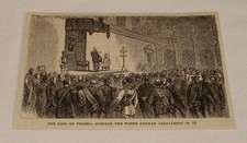 1876 magazine engraving ~ KING OF PRUSSIA At Germany Parliament picture