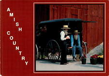Amish countryside, gentlemen, flowers, auction, vibrant colors, rural l postcard picture