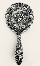 WOW---Antique Art Nouveau Unger Brothers Sterling Silver Repousse Mirror, 8.285 picture