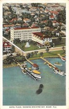 Miami Beach Florida Hotel Plaza Biscayne Bay Vintage Postcard AA30385 picture