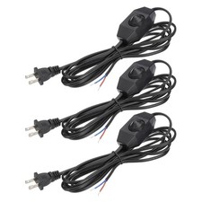 3 Sets 8 Feet UL List Lamp Cord with Rotary Dimmer Switch Black picture