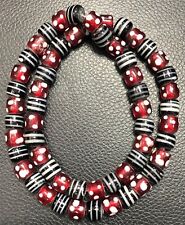 Vintage Venetian African Fancy Glass Chevron Mix 11.2mm Beads Strand picture