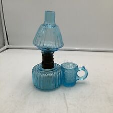 Scarce Antique Miniature Sapphire Blue Glass Miniature Finger Lamp Match Holder picture